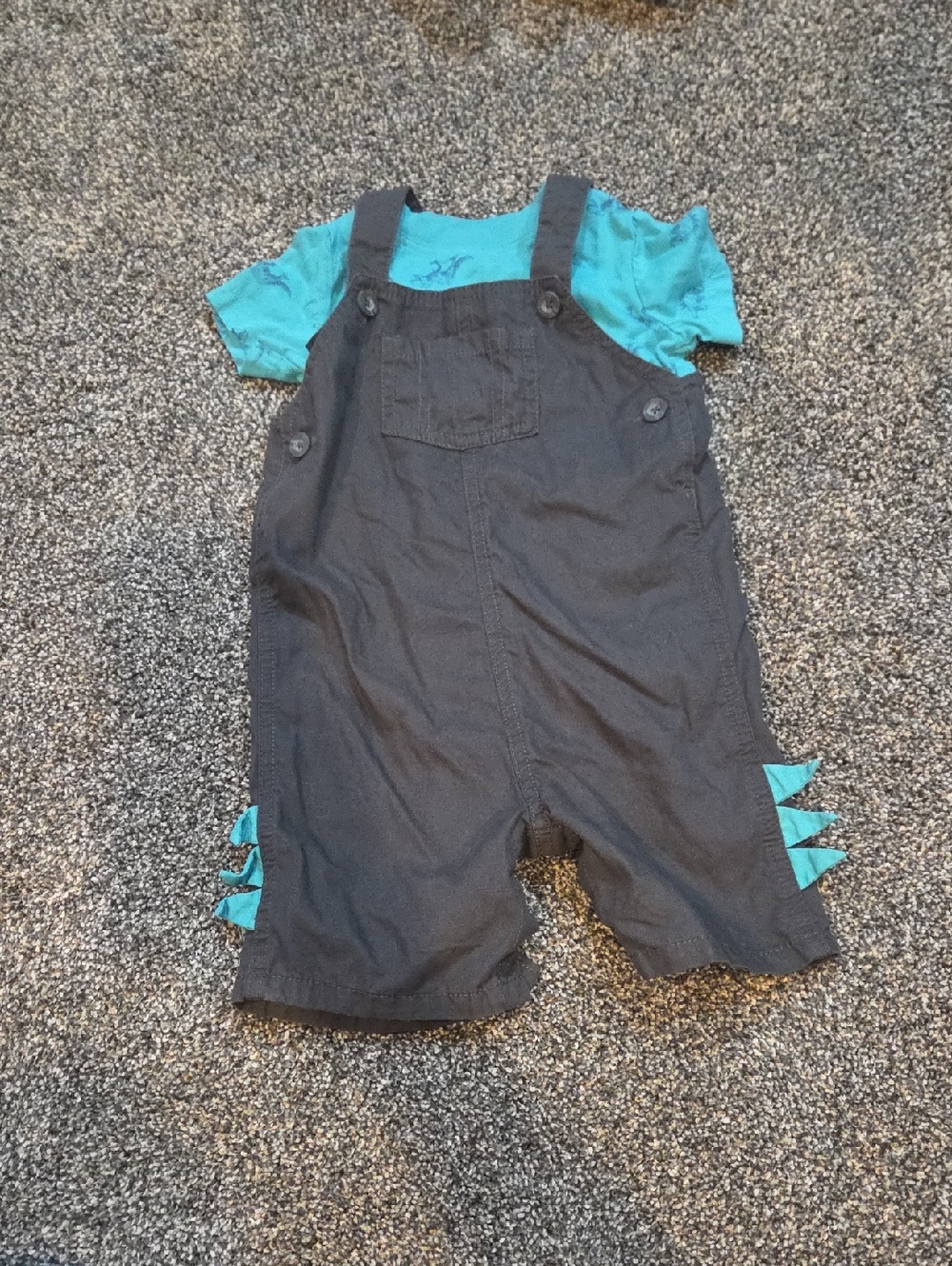 Carter's Gray Overalls with Teal Accents - Kids Bottoms